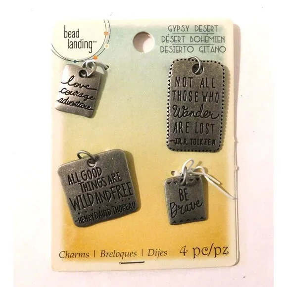 Bead Landing Gypsy Desert Charm Set of 4 Inspirational Quotes Crafts Jewelry - Picture 1 of 5